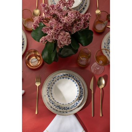 Zestaw obiadowy 18 części, biały/niebieski, porcelana