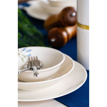 Zestaw obiadowy 18 elementów, porcelanowy — biały/niebieski/zielony