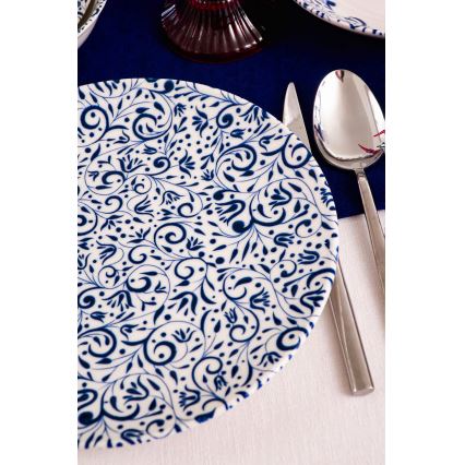 Zestaw obiadowy 18 szt. biały/niebieski/porcelana