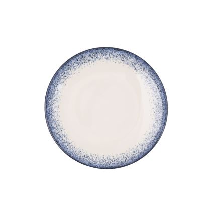 Zestaw obiadowy 18 szt. biały/niebieski/porcelana