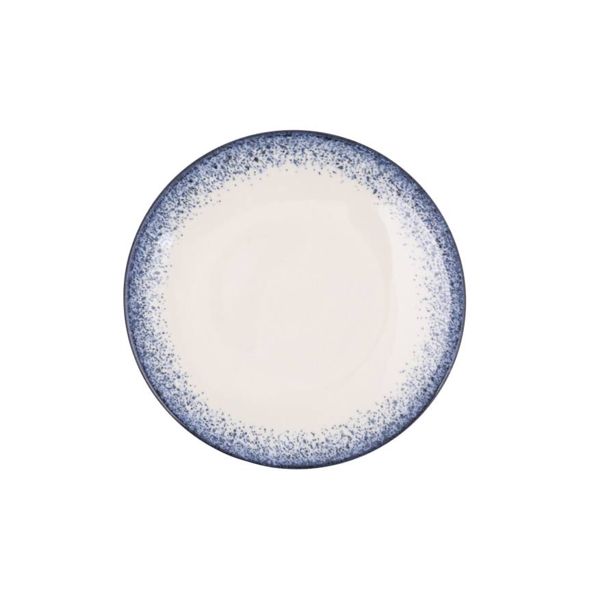 Zestaw obiadowy 18 szt. biały/niebieski/porcelana