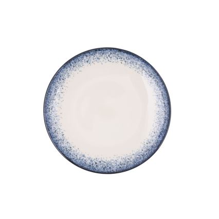 Zestaw obiadowy 18 szt. biały/niebieski/porcelana