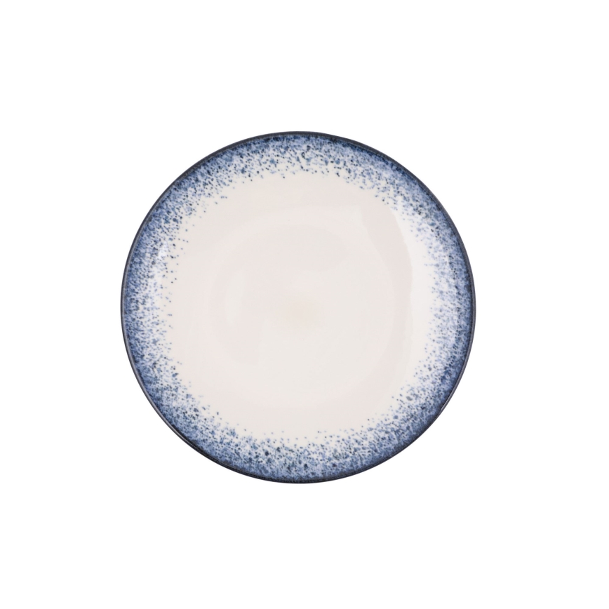 Zestaw obiadowy 18 szt. biały/niebieski/porcelana