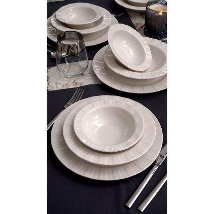 Zestaw obiadowy 18 szt., biały, porcelanowy