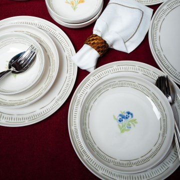 Zestaw obiadowy 18 szt. biały/wielokolorowy/porcelana