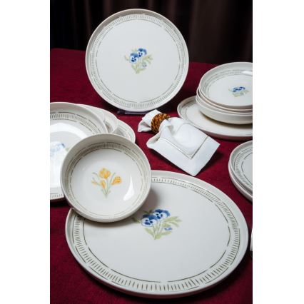 Zestaw obiadowy 18 szt. biały/wielokolorowy/porcelana