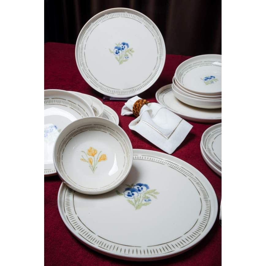 Zestaw obiadowy 18 szt. biały/wielokolorowy/porcelana