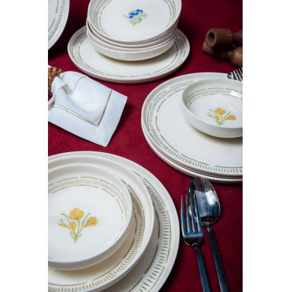 Zestaw obiadowy 18 szt. biały/wielokolorowy/porcelana