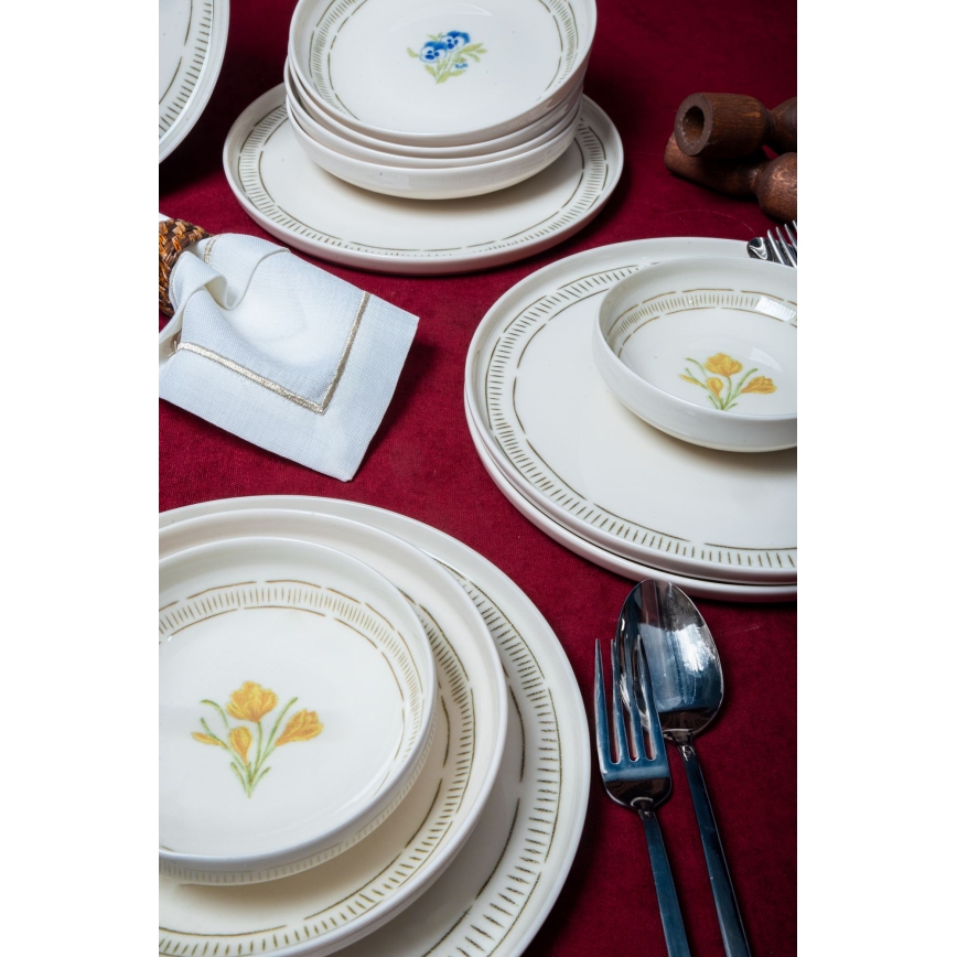 Zestaw obiadowy 18 szt. biały/wielokolorowy/porcelana