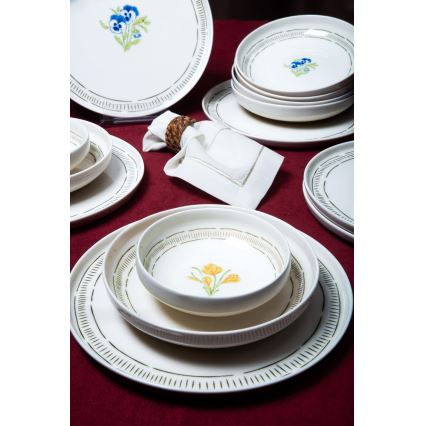 Zestaw obiadowy 18 szt. biały/wielokolorowy/porcelana