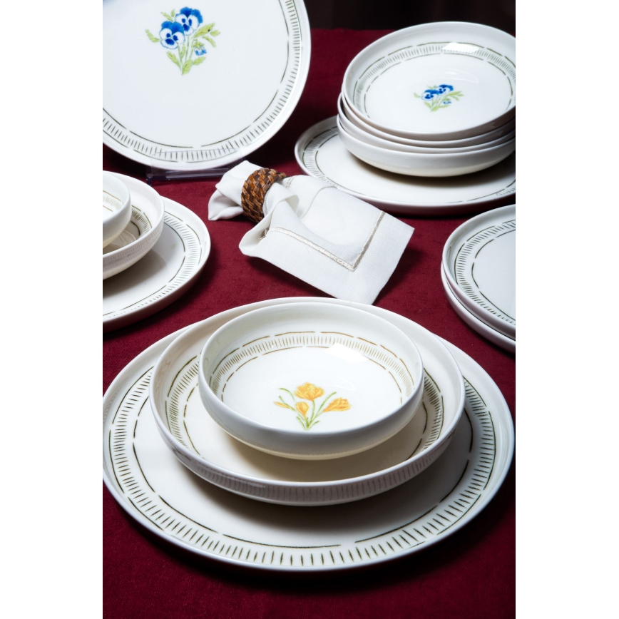Zestaw obiadowy 18 szt. biały/wielokolorowy/porcelana