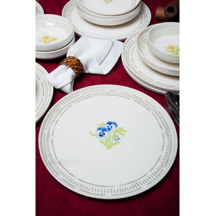 Zestaw obiadowy 18 szt. biały/wielokolorowy/porcelana
