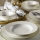 Zestaw obiadowy 18 szt. biały/złoty/porcelana
