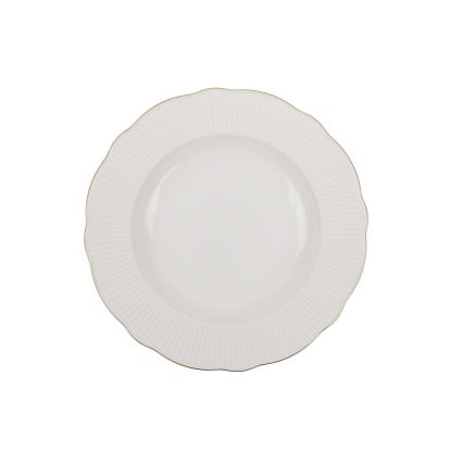 Zestaw obiadowy 18 szt. biały/złoty/porcelana