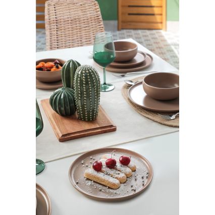 Zestaw obiadowy 18 szt. brązowy/ceramika