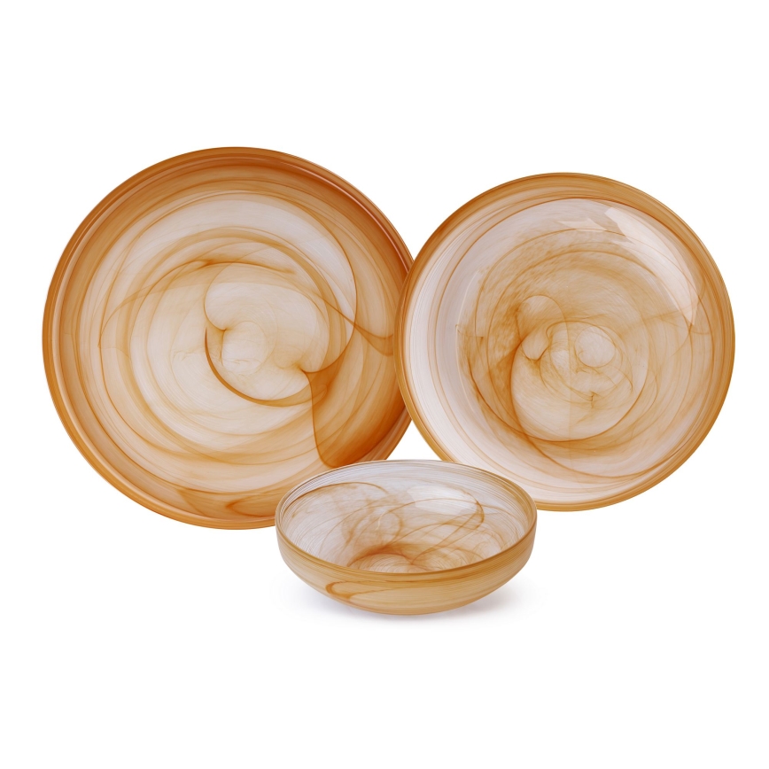 Zestaw obiadowy 18 szt. pomarańczowy/szkło