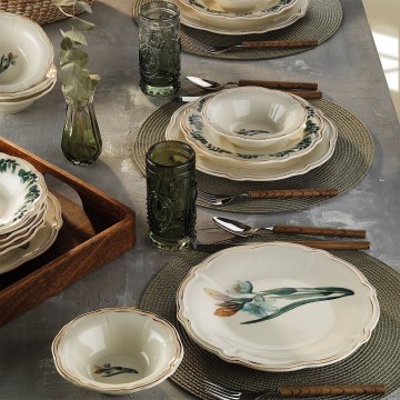 Zestaw obiadowy 18 szt. wielobarwny/porcelana