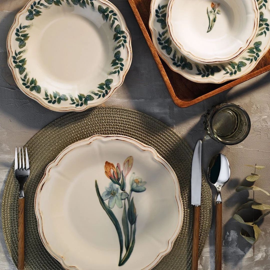 Zestaw obiadowy 18 szt. wielobarwny/porcelana