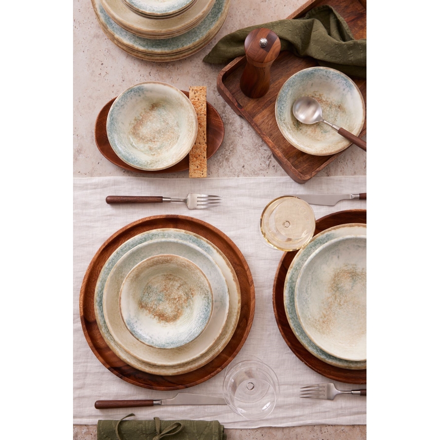 Zestaw obiadowy 18 szt. wielobarwny/porcelana