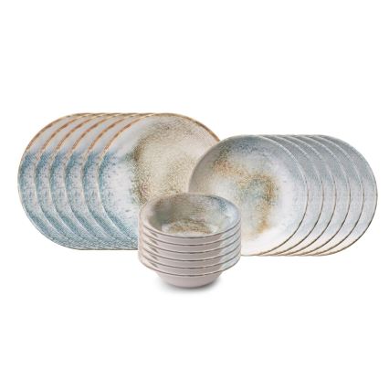 Zestaw obiadowy 18 szt. wielobarwny/porcelana