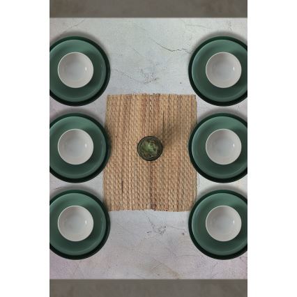 Zestaw obiadowy 18 szt. zielony/biały/ceramika