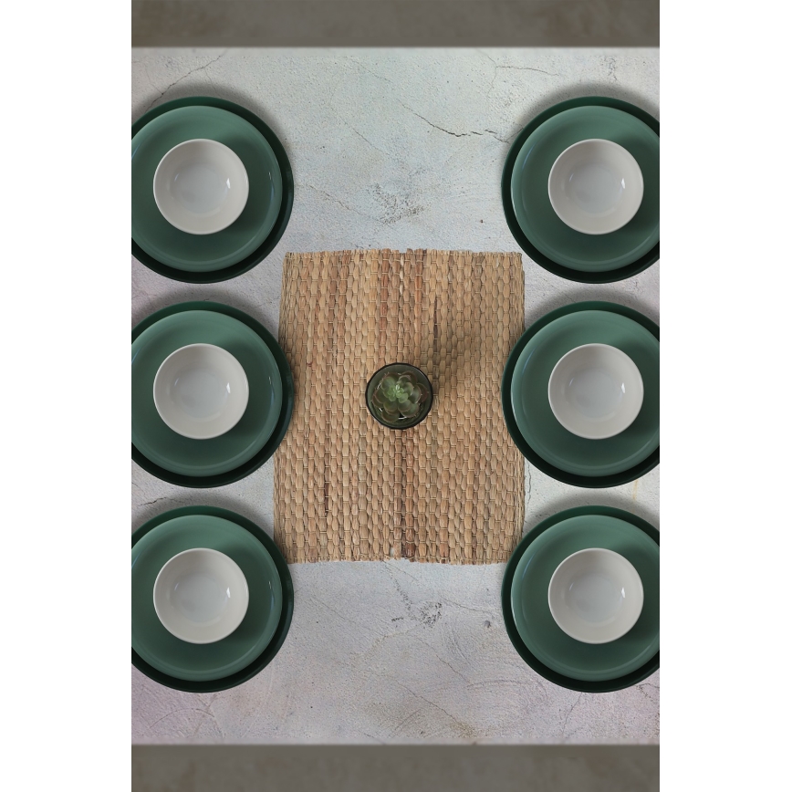 Zestaw obiadowy 18 szt. zielony/biały/ceramika