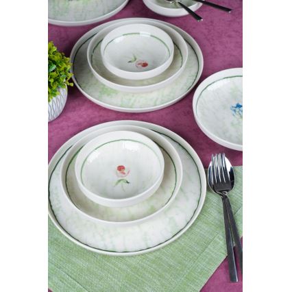 Zestaw obiadowy 18 szt. zielony/porcelana
