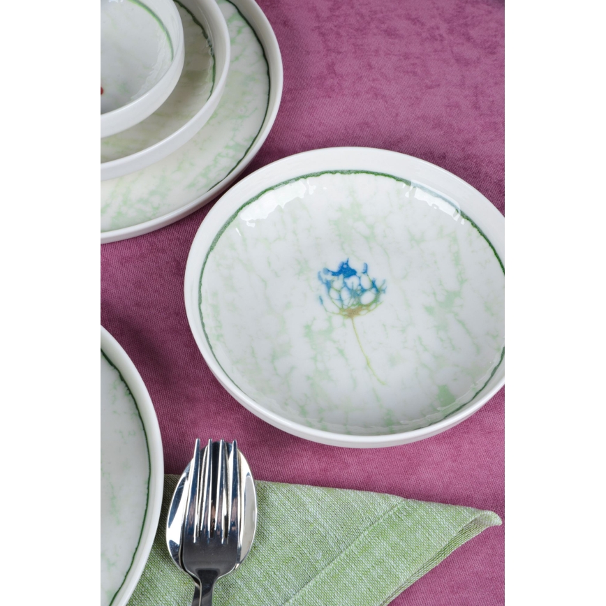 Zestaw obiadowy 18 szt. zielony/porcelana