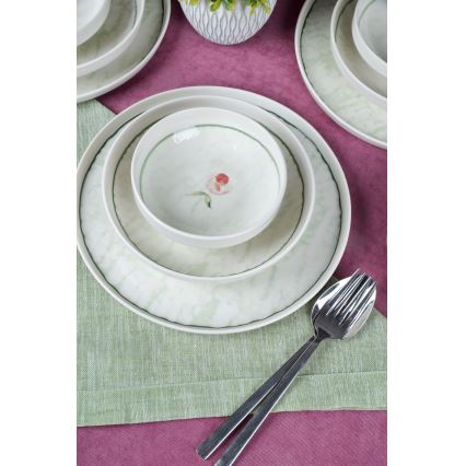Zestaw obiadowy 18 szt. zielony/porcelana