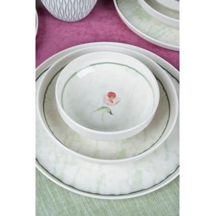 Zestaw obiadowy 18 szt. zielony/porcelana