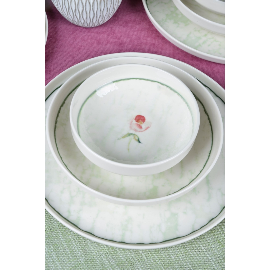 Zestaw obiadowy 18 szt. zielony/porcelana