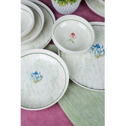 Zestaw obiadowy 18 szt. zielony/porcelana