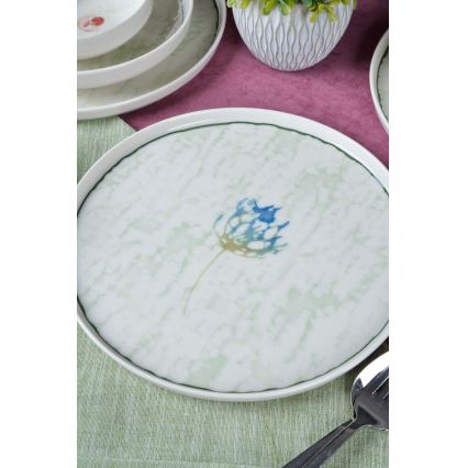 Zestaw obiadowy 18 szt. zielony/porcelana