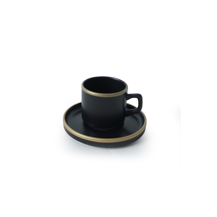 Zestaw obiadowy 20-częściowy, czarny/złoty, kamionka