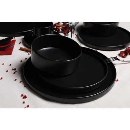 Zestaw obiadowy 20 szt. czarny/kamionka