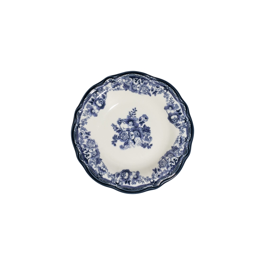 Zestaw obiadowy 24 części biały/niebieski/porcelana