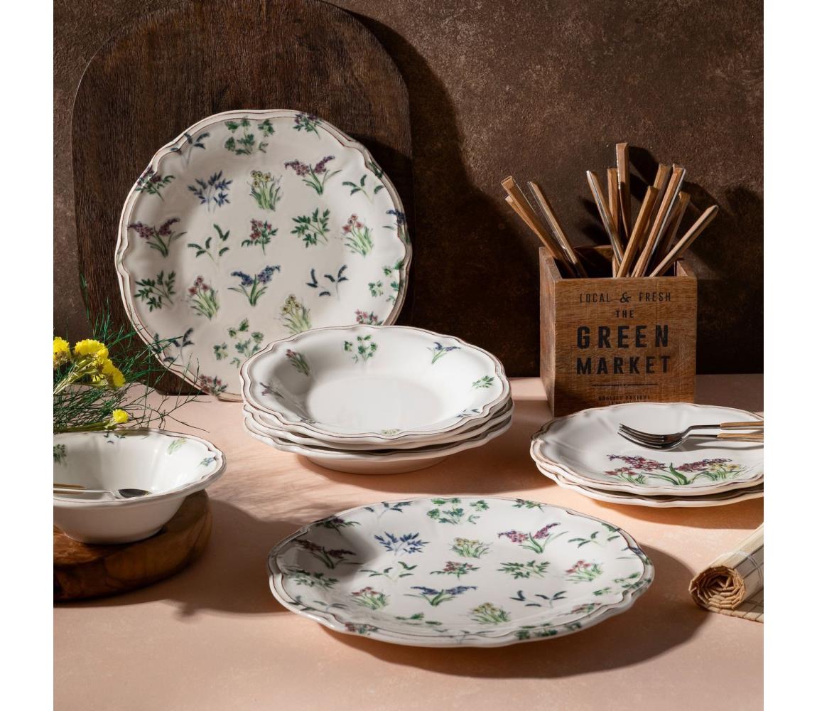 Zestaw obiadowy 24 części wielobarwny/porcelana