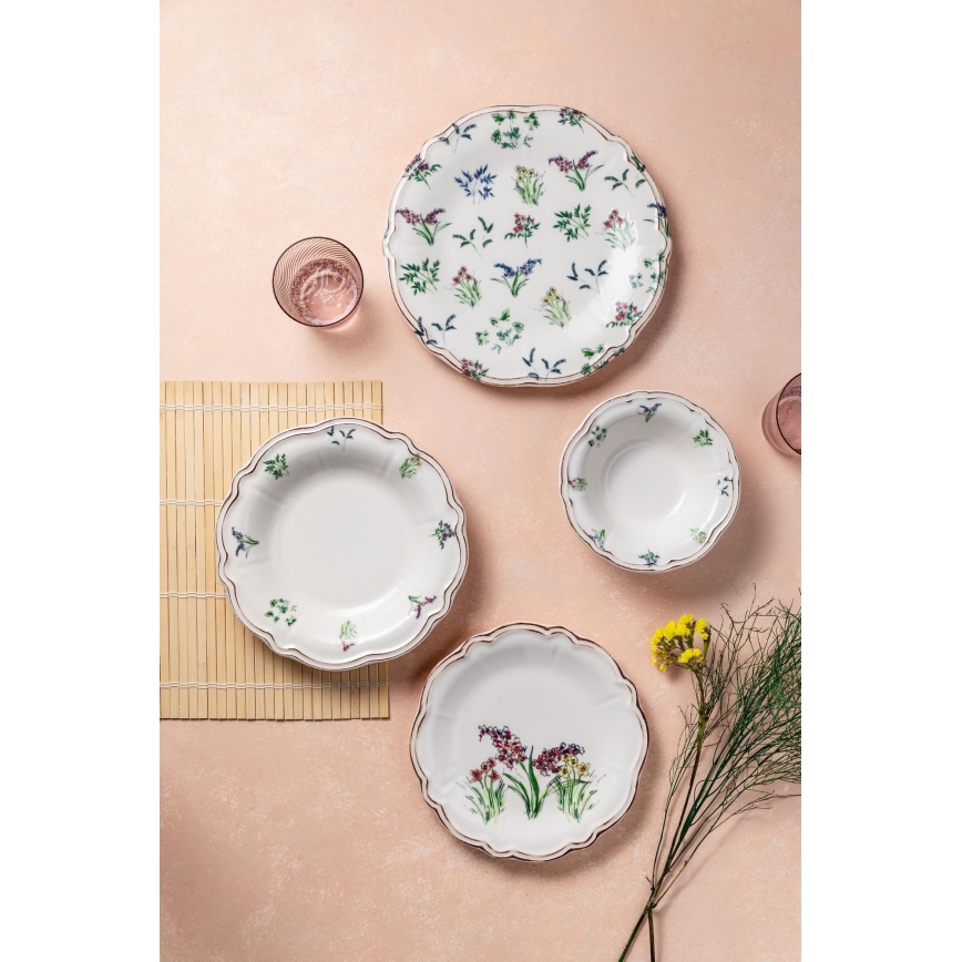 Zestaw obiadowy 24 części wielobarwny/porcelana