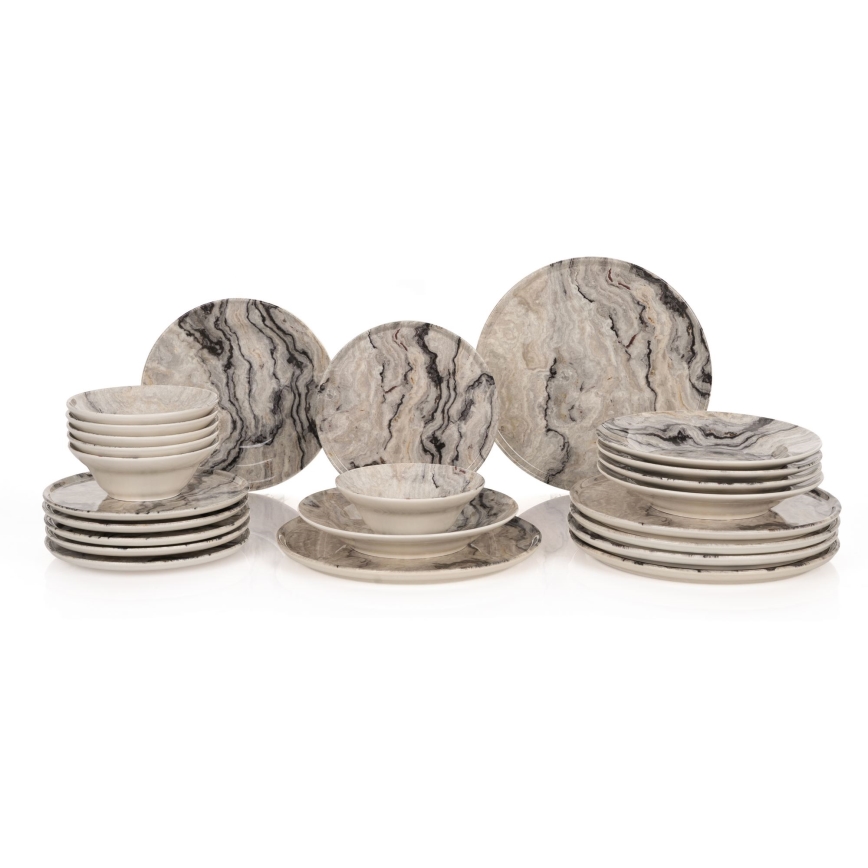Zestaw obiadowy 24-częściowy, beżowy, ceramiczny