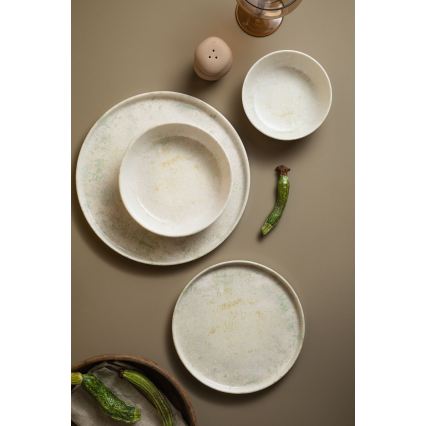 Zestaw obiadowy 24-częściowy, beżowy, porcelanowy