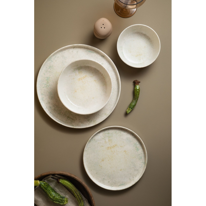 Zestaw obiadowy 24-częściowy, beżowy, porcelanowy
