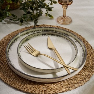 Zestaw obiadowy 24-częściowy biały/brązowy/porcelana