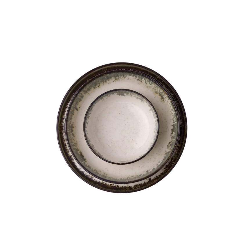 Zestaw obiadowy 24-częściowy biały/brązowy/porcelana