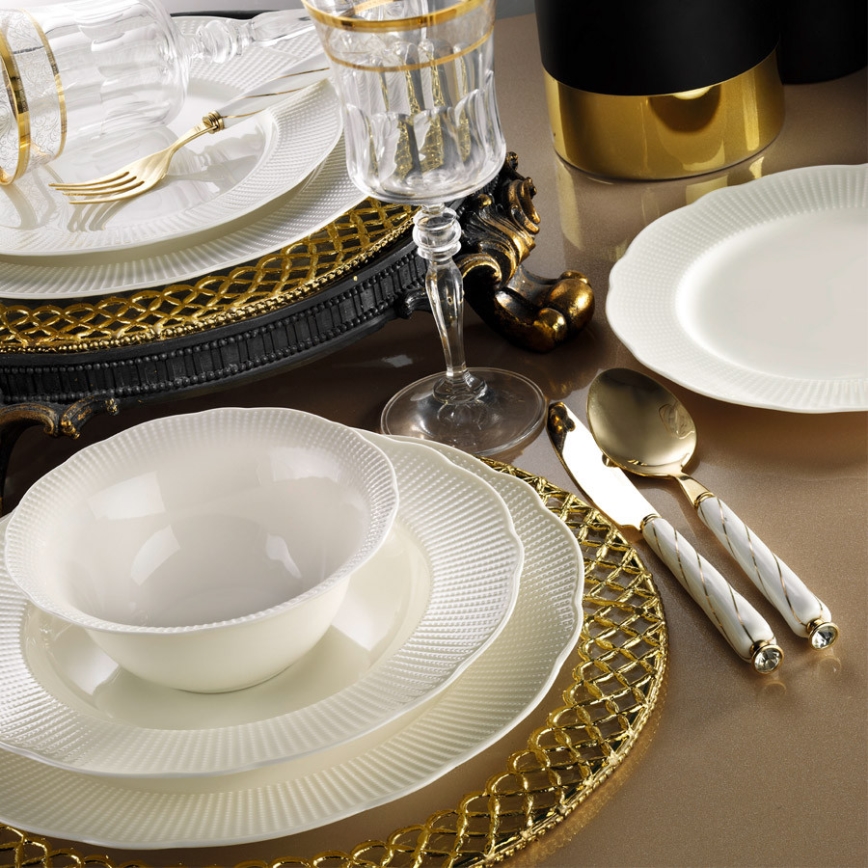 Zestaw obiadowy 24-częściowy, biały/porcelana