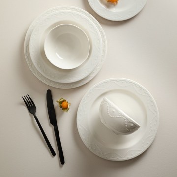 Zestaw obiadowy 24-częściowy, biały/porcelana