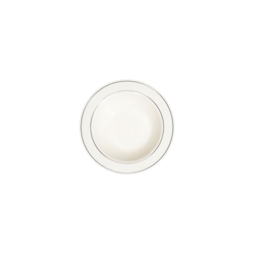 Zestaw obiadowy 24-częściowy, biały/srebrny, porcelana