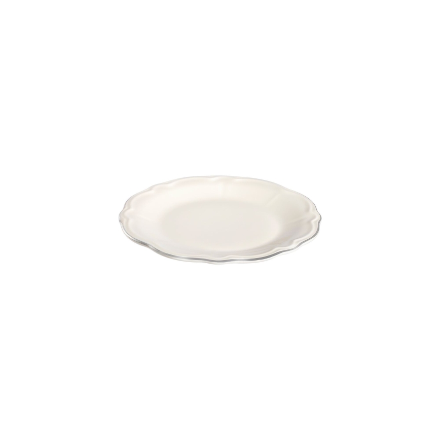 Zestaw obiadowy 24-częściowy, biały/srebrny, porcelanowy