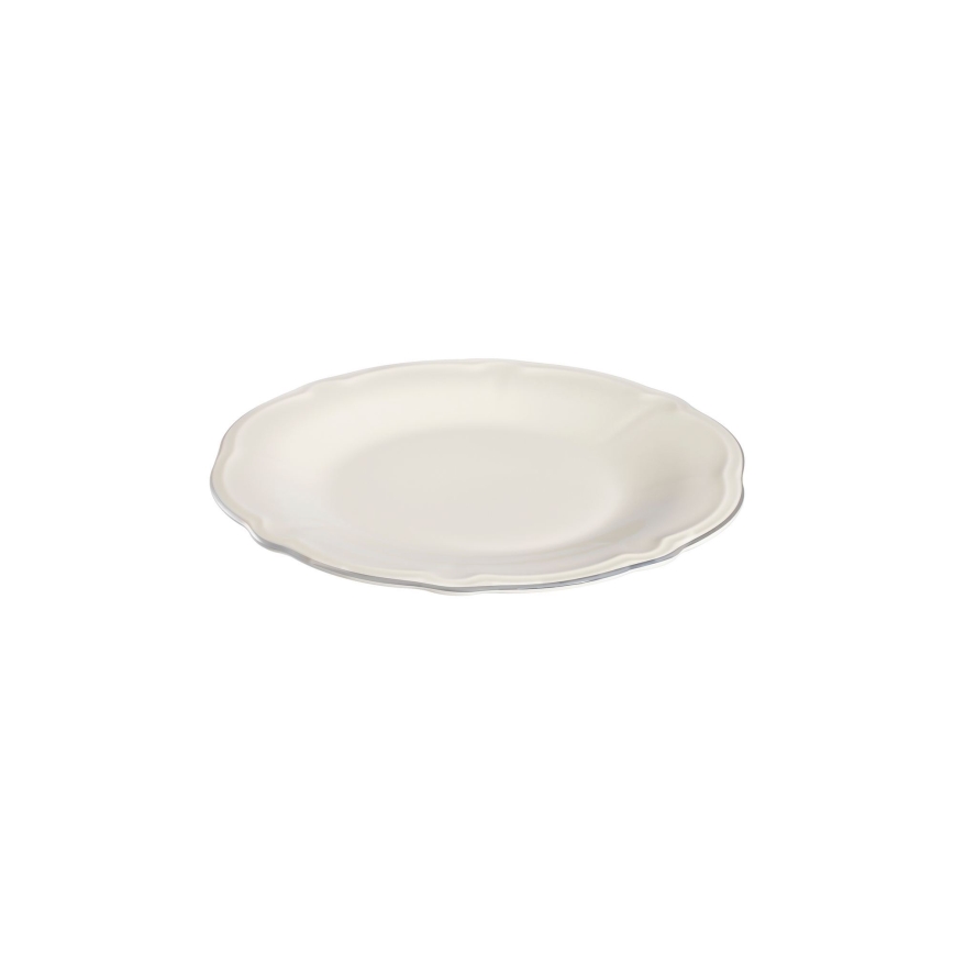 Zestaw obiadowy 24-częściowy, biały/srebrny, porcelanowy
