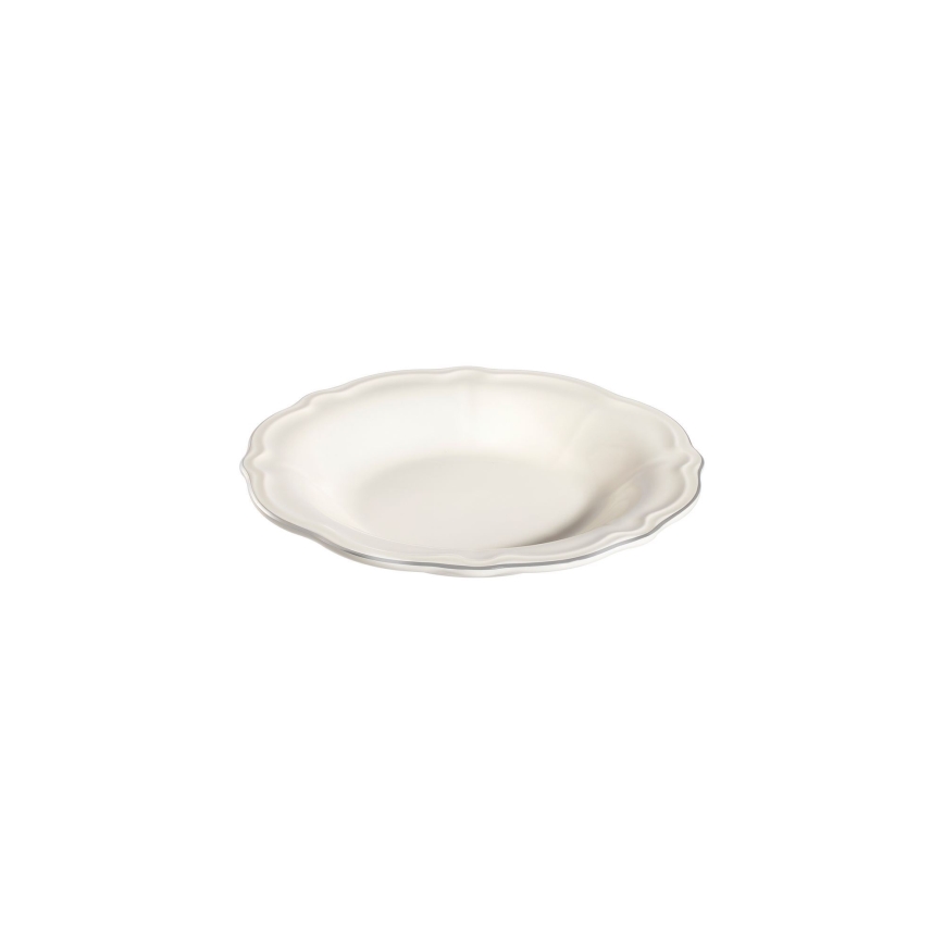Zestaw obiadowy 24-częściowy, biały/srebrny, porcelanowy