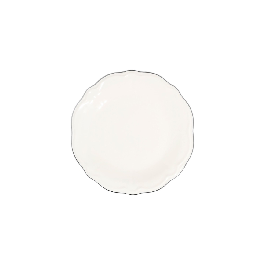 Zestaw obiadowy 24-częściowy, biały/srebrny, porcelanowy